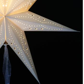 MINORIS  weiß - Faltbarer Leuchtstern, Weihnachtsstern aus Papier mit 7 Zacken, 60 cm
